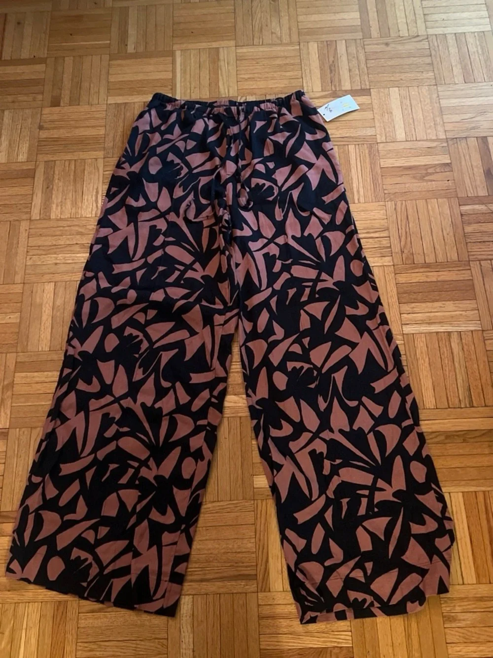 Target Black & Rust Abstract Wide-Leg Pants - Picture 1 of 3